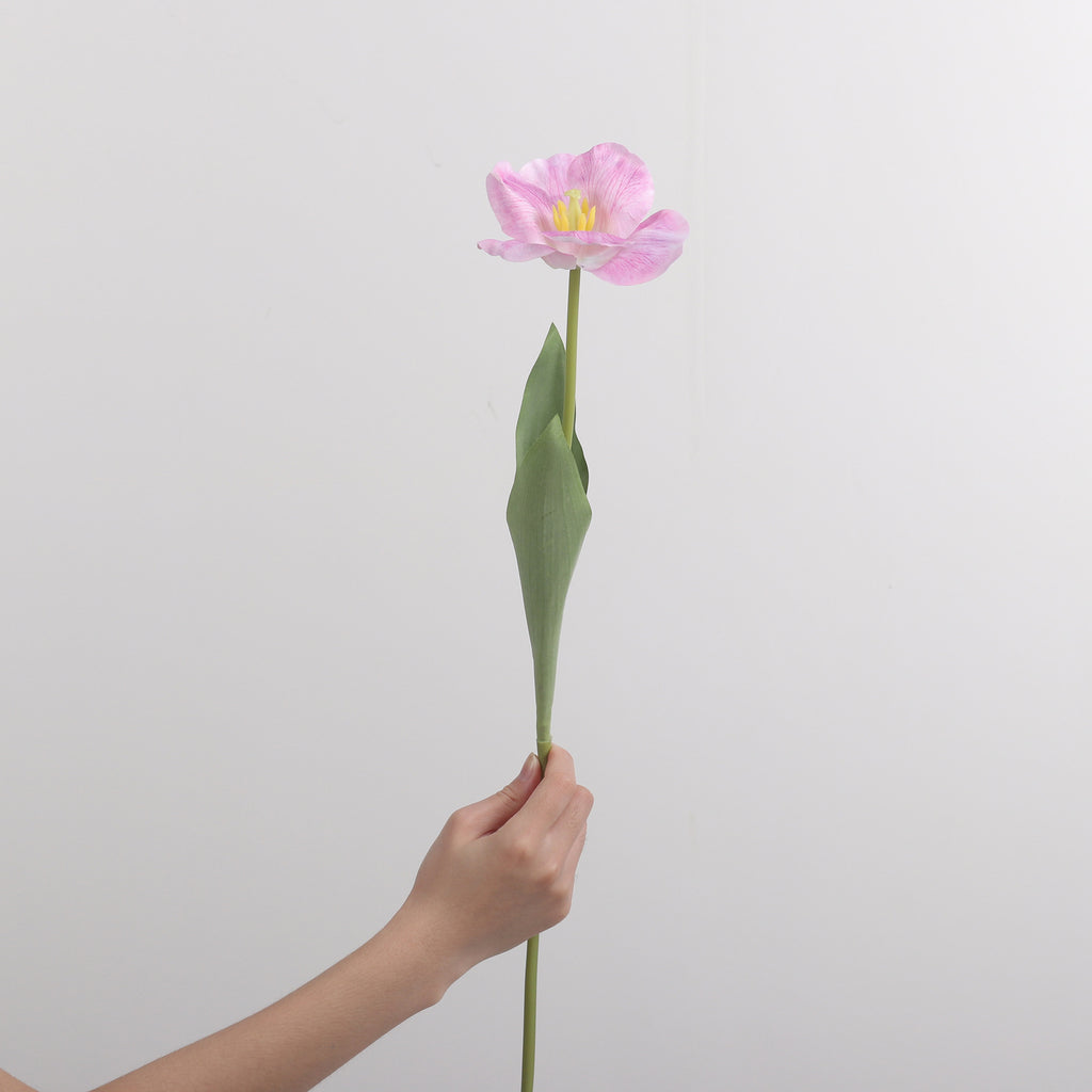 Tulipán artificial de PU, 1 tallo con flor de 10 cm, 65 cm de altura, para bodas y decoración del hogar