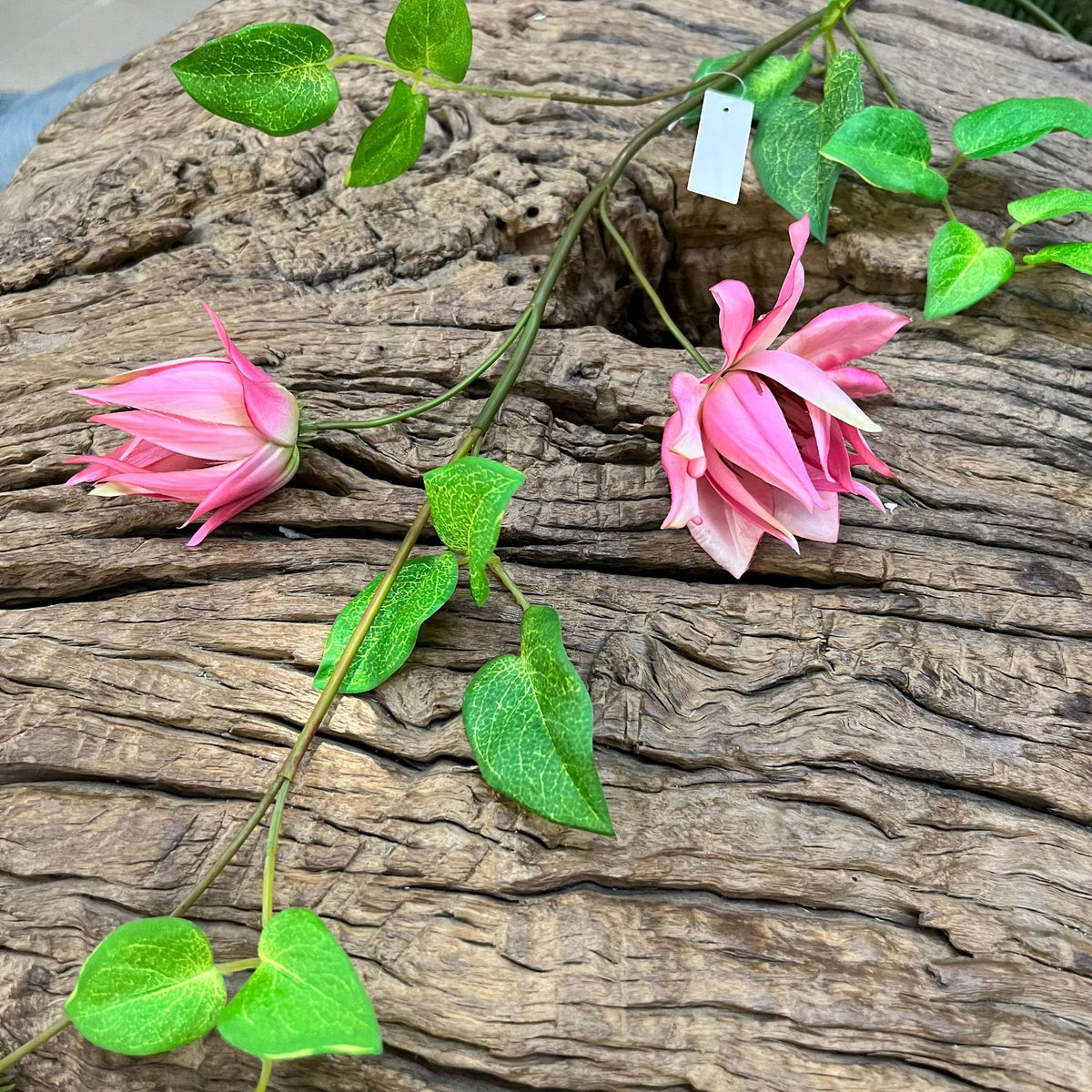 Flor artificial de clemátide, rama de 90 cm con 3 flores, decoración rústica y elegante para hogar y negocios