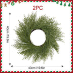 Pack de 2 Salvamanteles Corona de Pino y Ciprés Artificial, Plástico, Decoración de Mesa para Navidad, Hogar y Hoteles