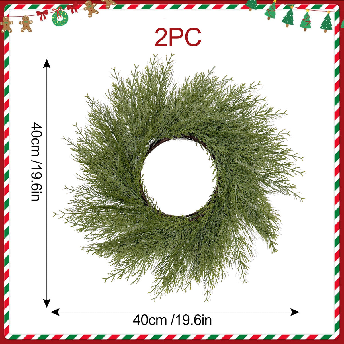 Pack de 2 Salvamanteles Corona de Pino y Ciprés Artificial, Plástico, Decoración de Mesa para Navidad, Hogar y Hoteles