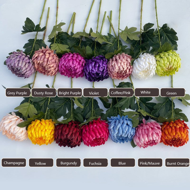 Crisantemos artificiales de 26" x 5" 5 piezas para bodas y eventos - Azul