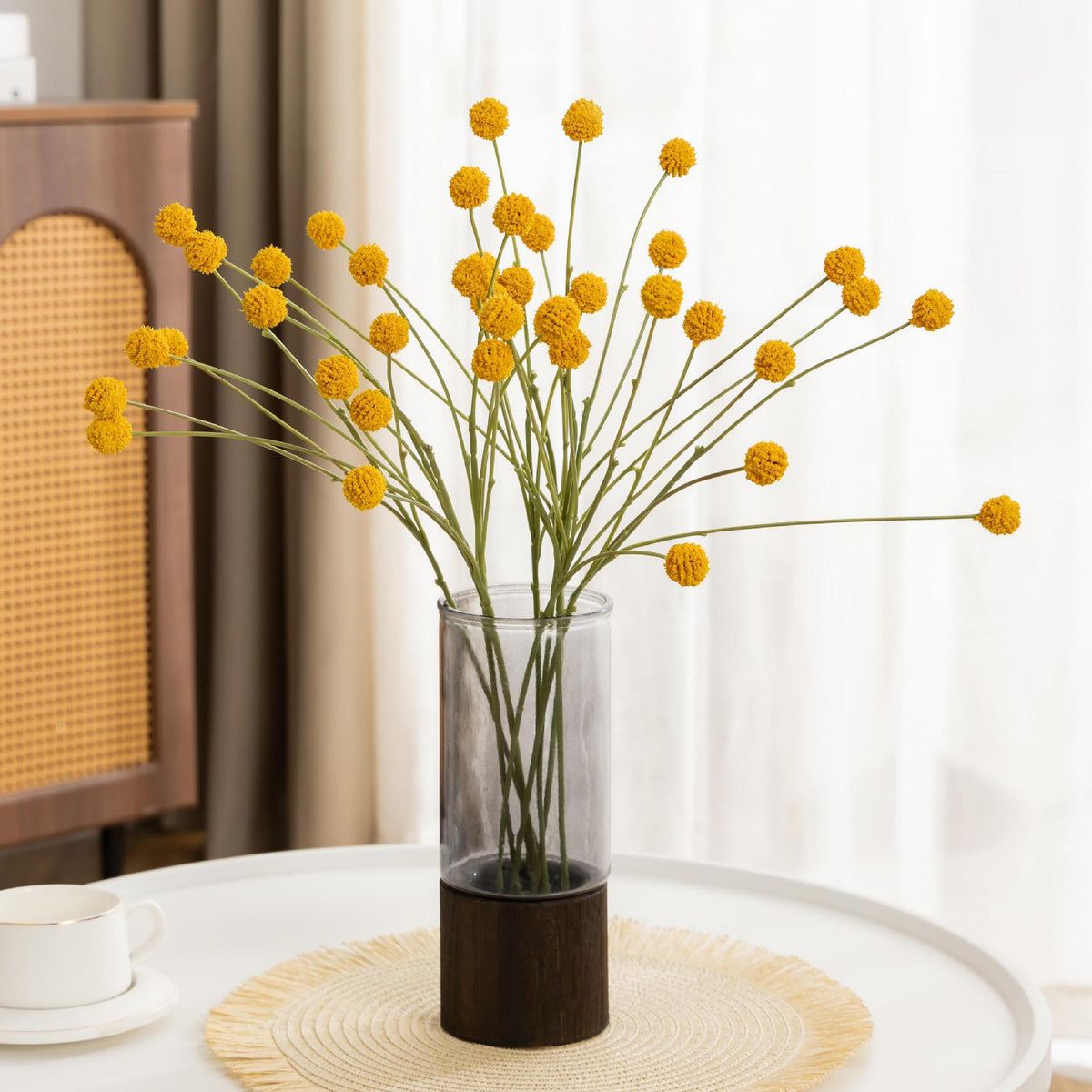Ramo de Bolas Doradas Artificial, 4 Cabezas Plástico, Flor Decorativa para Salón, Oficina y Escaparate