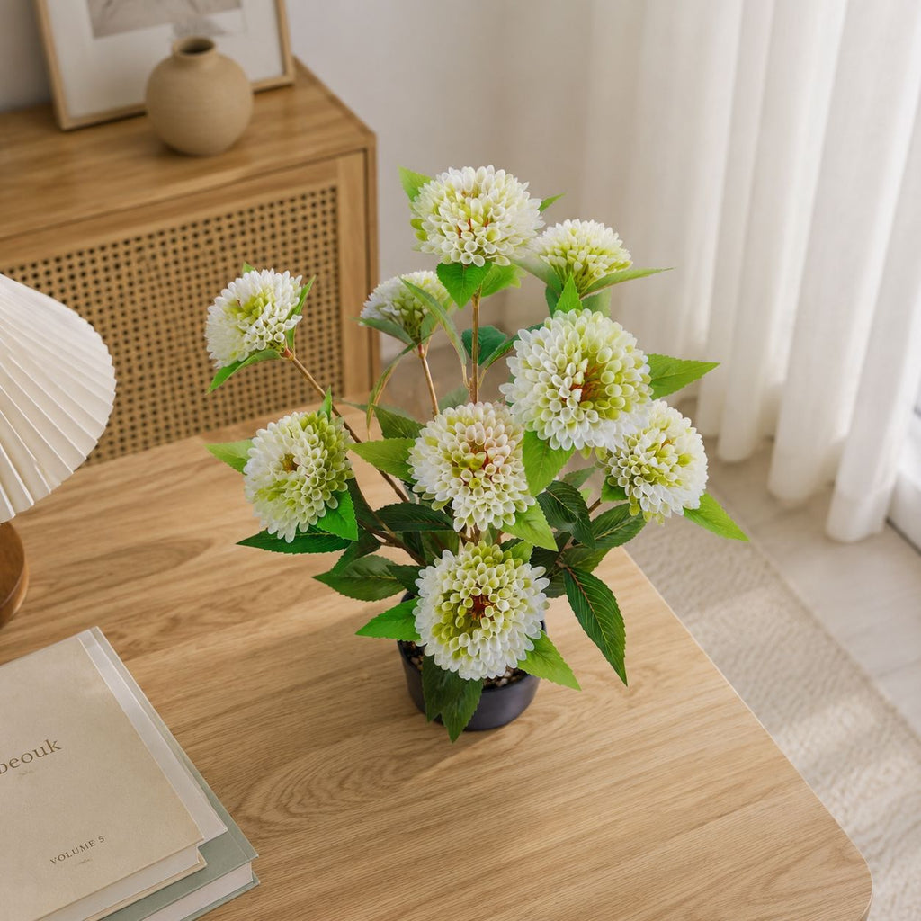 Planta artificial de crisantemos pompones, ramo de 9 flores, 57 cm, decoración moderna para hogar y eventos