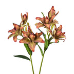 Ramo de lirios dobles artificiales, 80 cm de altura, 3 flores, decoración para bodas y hogar