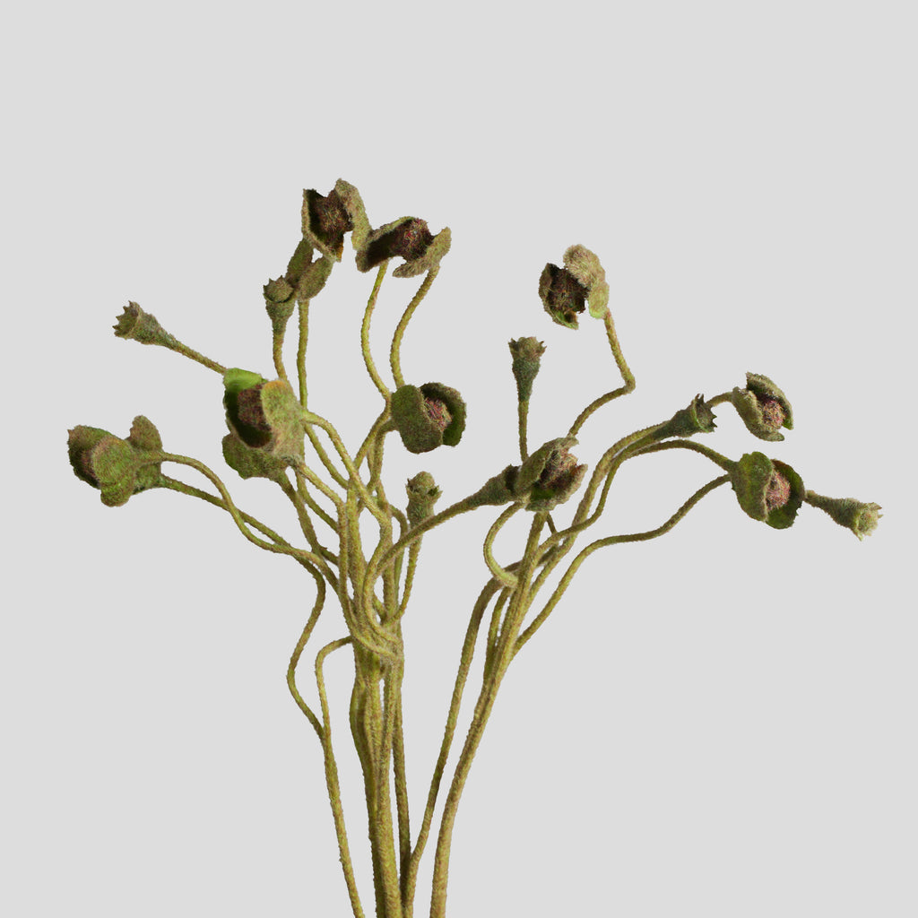 Ramo de amapolas artificiales con frutos y capullos, tela de seda sintética, 65 cm, para bodas y decoración del hogar