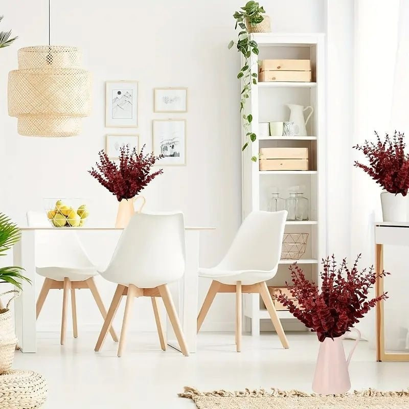 Eucalipto Artificial Rojo, Tallo Suelto de 37 cm, Pack de 50 Hojas de Eucalipto para Bodas, Fiestas y Decoración del Hogar