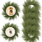 Pack de 2 Salvamanteles Corona de Pino y Ciprés Artificial, Plástico, Decoración de Mesa para Navidad, Hogar y Hoteles