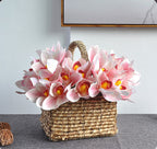 Orquídeas artificiales con tacto real de 10" para bodas y eventos - Naranja