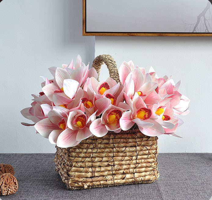 Orquídeas artificiales con tacto real de 10" para bodas y eventos - Naranja