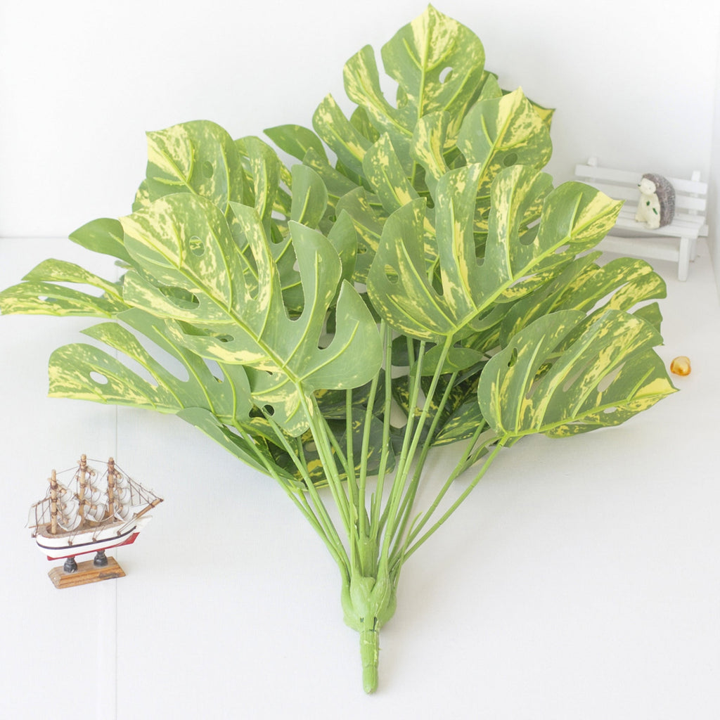 Hojas de monstera artificiales con resistencia a los rayos UV de 29" para jardín, balcón y terraza