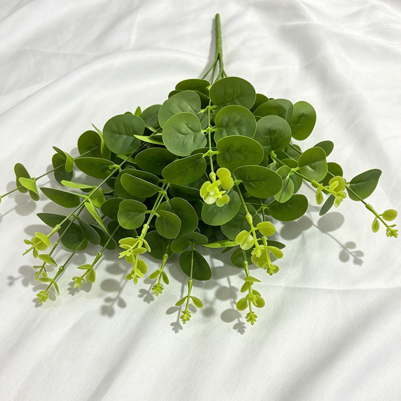Ramo Artificial de Eucalipto Dólar, Planta Decorativa Tipo Arbusto con Hojas Redondas, para Jarrón, Hogar, Fiestas y Bodas