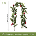 Enredadera Artificial de Pino y Frutos Rojos, Guirnalda Colgante de Plástico 180 cm, Decoración Navideña y de Puerta