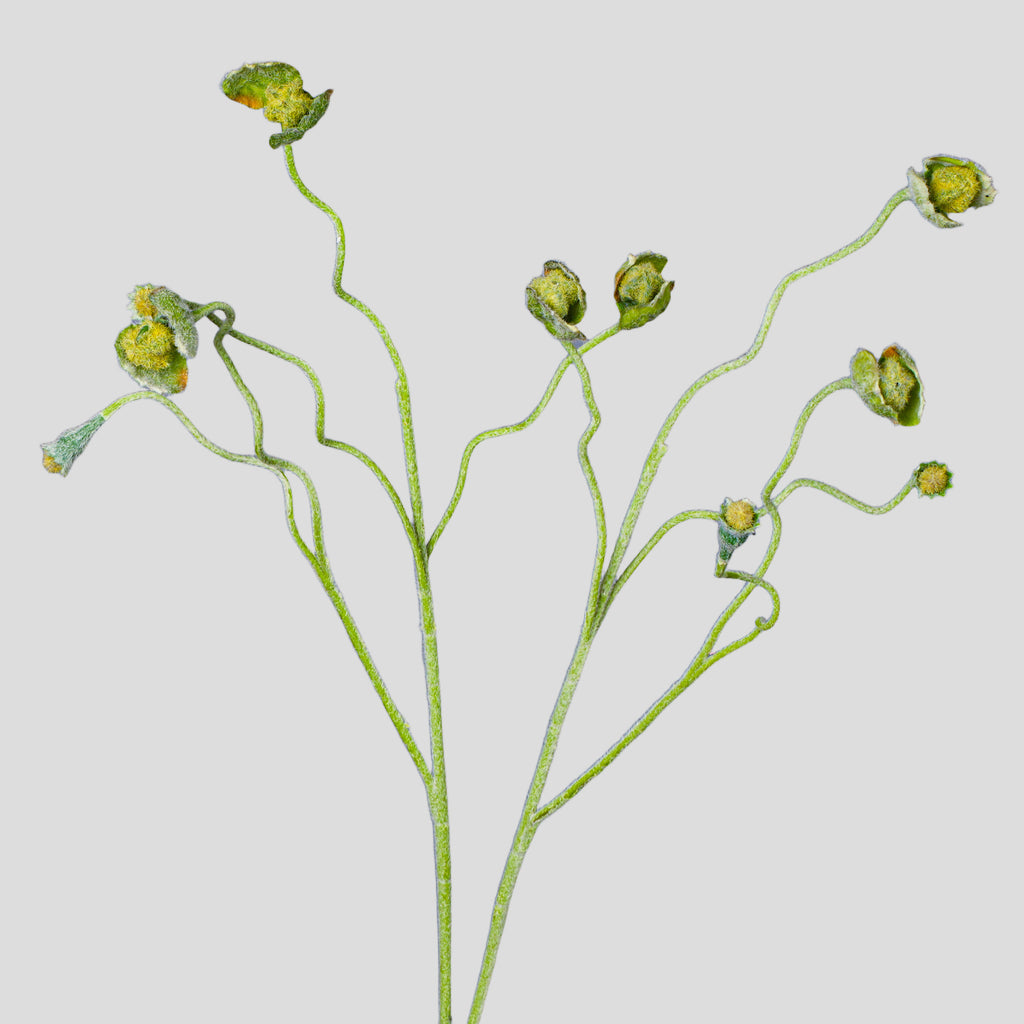 Ramo de amapolas artificiales con frutos y capullos, tela de seda sintética, 65 cm, para bodas y decoración del hogar