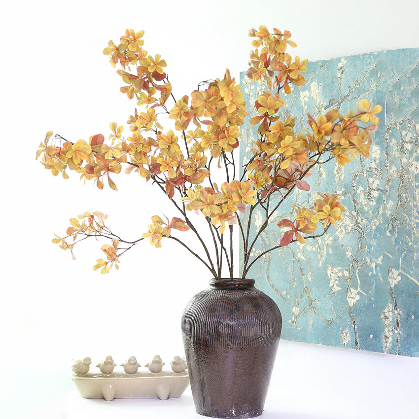 Rama artificial de campanillas con hojas de nandina, arbusto de 1 pieza en degradado otoñal, para salón, hotel o escaparate