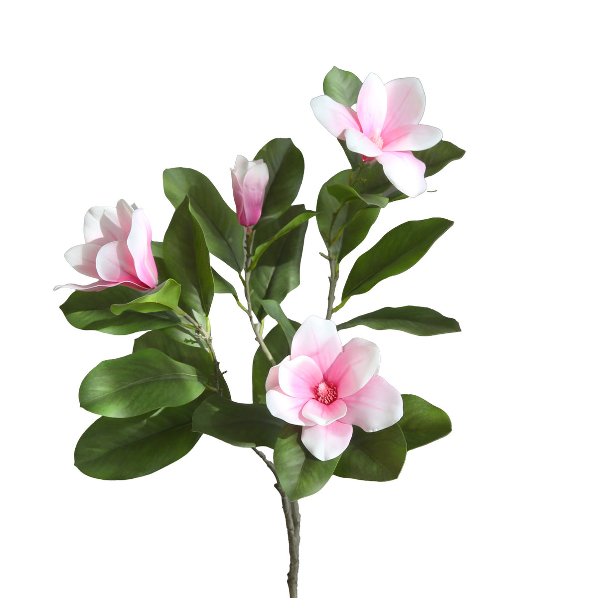 Planta Artificial de Magnolia Premium, 1 Vara con 4 Flores, 100 cm, Látex de Tacto Real, Decoración Moderno para Hogar, Hotel y Escaparates