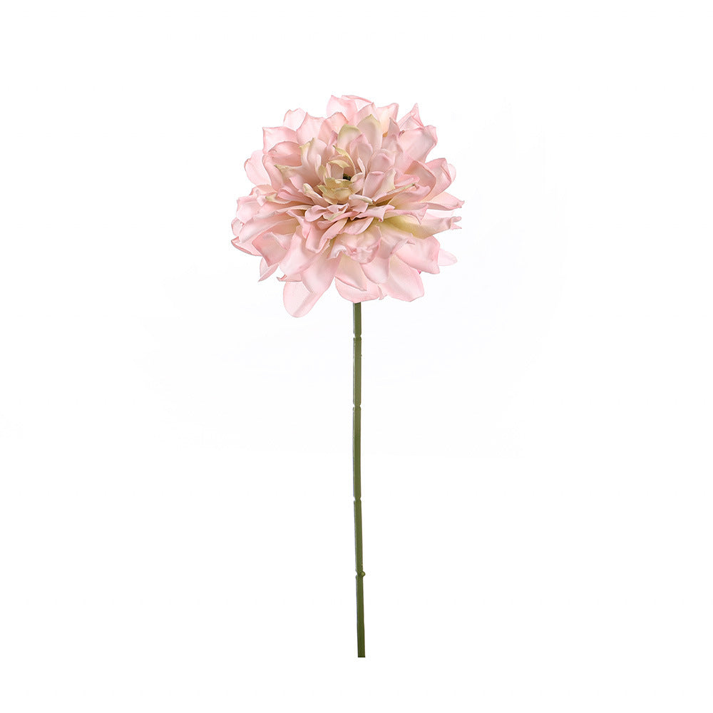 Dalia Artificial de Tela Efecto Seda, Tallo Único con 1 Flor, Borde Tostado, Decoración para Hogar, Bodas y Escaparates