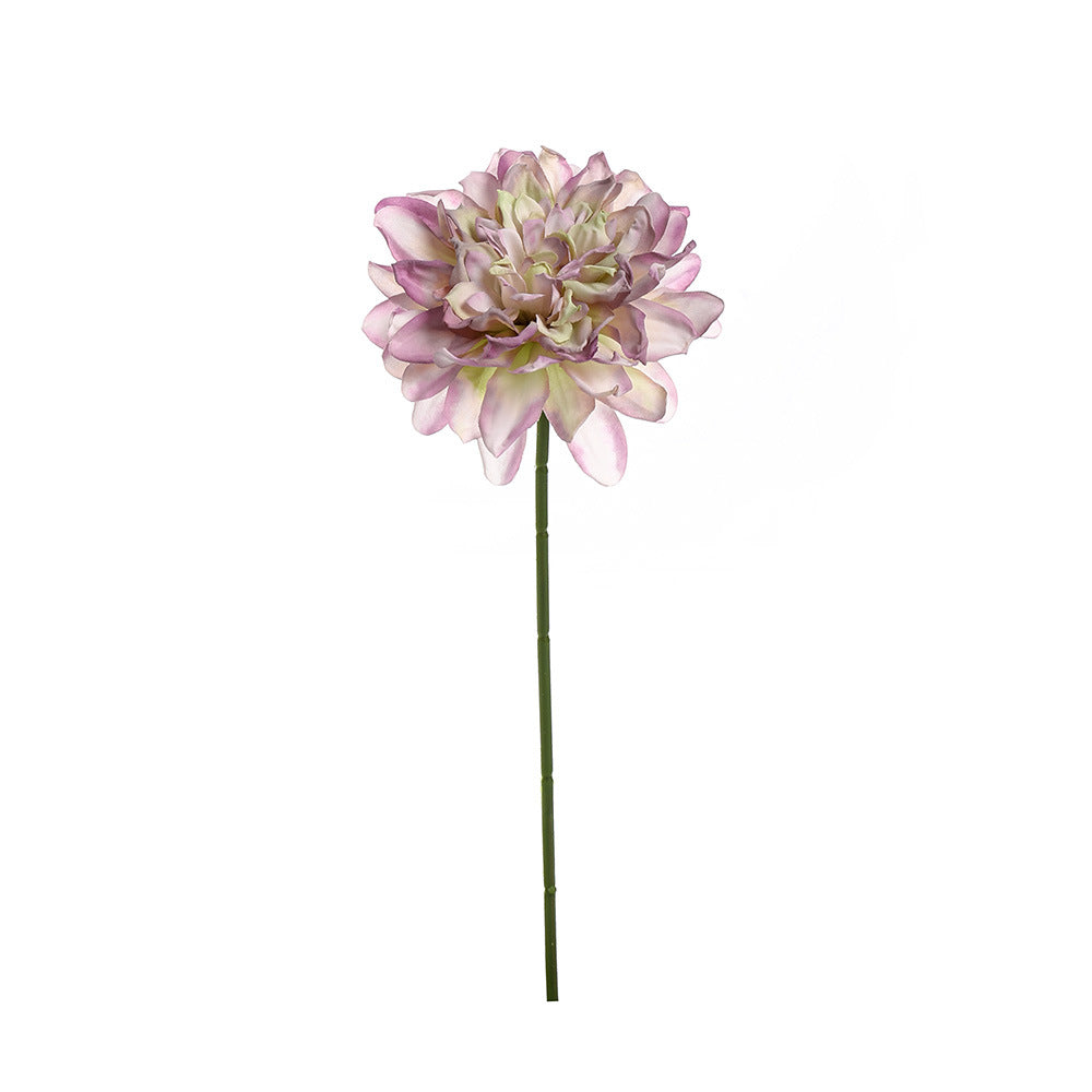Dalia Artificial de Tela Efecto Seda, Tallo Único con 1 Flor, Borde Tostado, Decoración para Hogar, Bodas y Escaparates