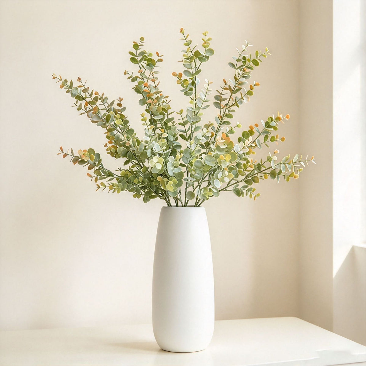 Planta Artificial Eucalipto y Planta del Dinero, Ramo de Plástico PE con 36 Ramas, Decoración Interior y Exterior