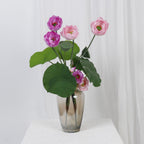 Ramo de Flor de Loto Artificial con 3 Flores, Hojas y Vaina, PU, 65 cm para Salón, Té y Boda