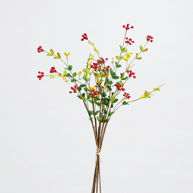 Ramo artificial de bayas decorativas, 6 tallos con 18 frutos, 50 cm, ideal para decoración de hogar y eventos