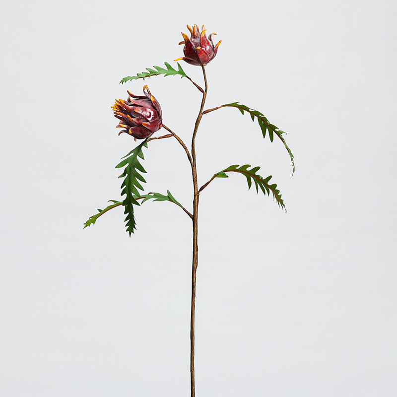 Planta artificial de cardo mariano de doble cabeza, 30 cm, decoración tropical moderna para hogar u oficina
