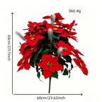 Flor Artificial de Pascua, 36 flores en ramo, decoración navideña en tela de seda artificial, 36 cm