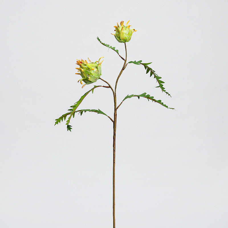 Planta artificial de cardo mariano de doble cabeza, 30 cm, decoración tropical moderna para hogar u oficina