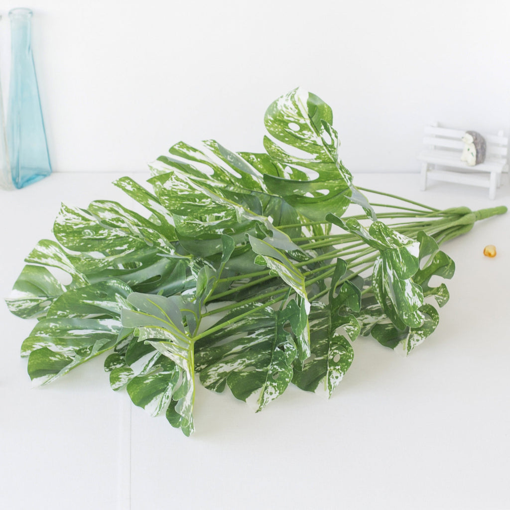 Hojas de monstera artificiales con resistencia a los rayos UV de 29" para jardín, balcón y terraza