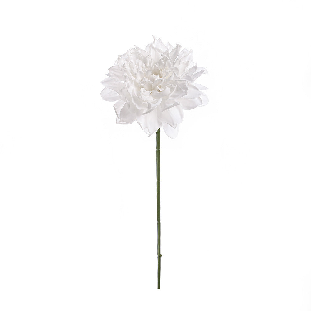 Dalia Artificial de Tela Efecto Seda, Tallo Único con 1 Flor, Borde Tostado, Decoración para Hogar, Bodas y Escaparates