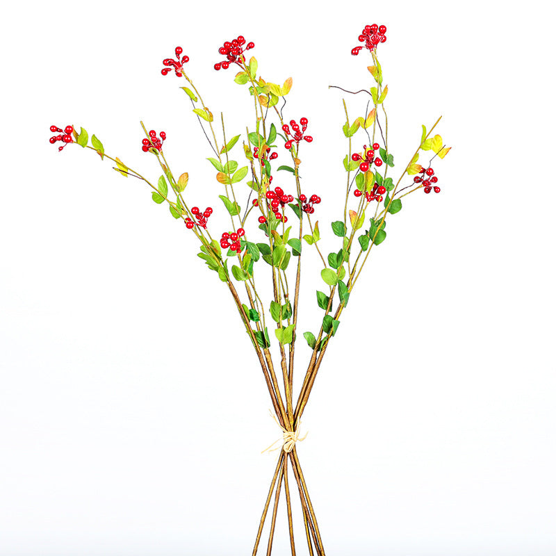Ramo artificial de bayas decorativas, 6 tallos con 18 frutos, 50 cm, ideal para decoración de hogar y eventos