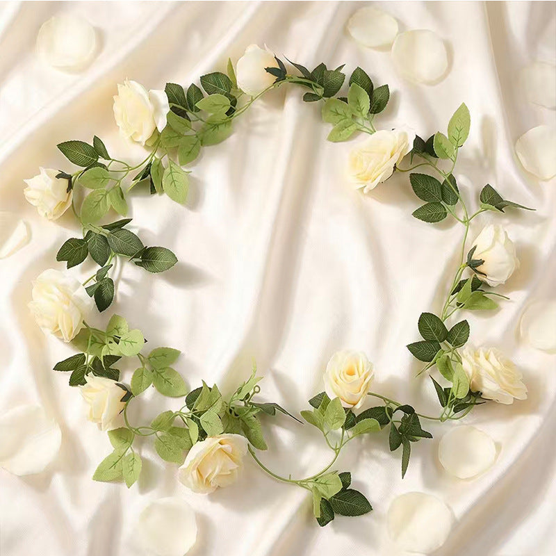 Guirnalda de Rosas Artificiales Colgante, Enredadera Estilo Campestre con 10 Cabezas de Flor, para Bodas, Arcos y Decoración del Hogar