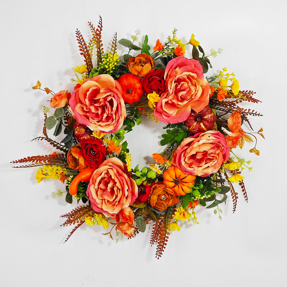 Peonías artificiales de 20" x 20" para jardín, balcón y terraza - Naranja quemado 19.6"