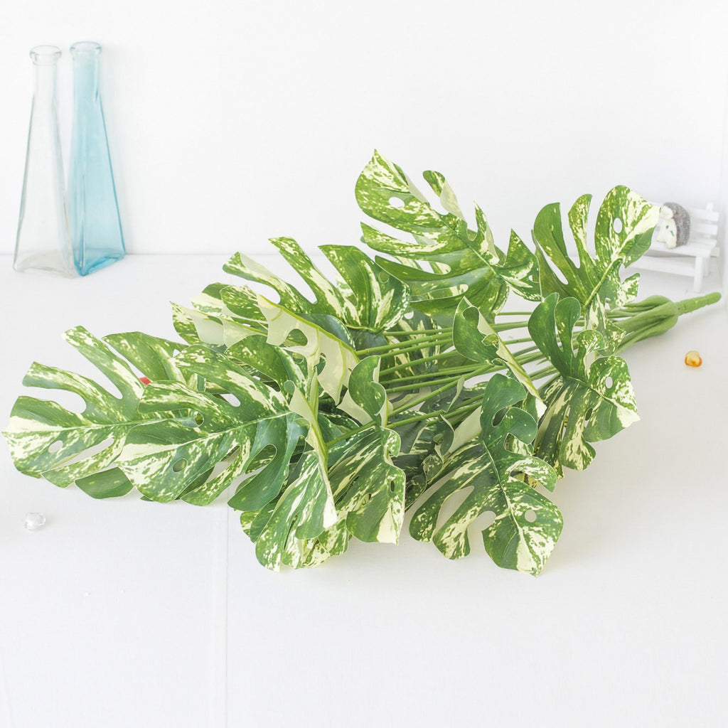 Hojas de monstera artificiales con resistencia a los rayos UV de 29" para jardín, balcón y terraza