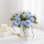 Ramo de Flores Artificiales de 28 cm, Rosas y Crisantemos, Decoración para Bodas y Hogar, Estilo Rústico y Moderno