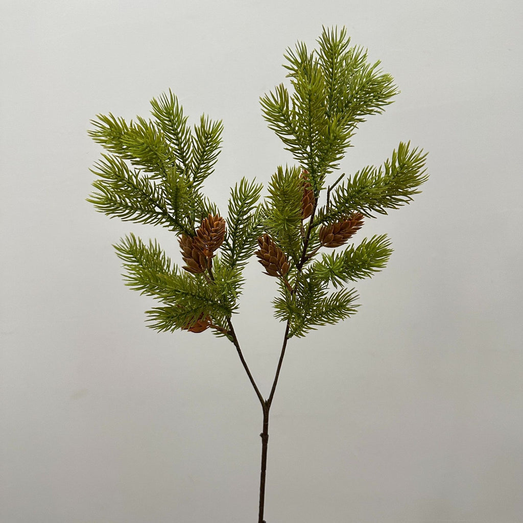 Rama de Pino Artificial con Piñas, Arbusto Decorativo de Plástico PE/PVC, Estilo Nórdico y Campestre, para Interior y Exterior