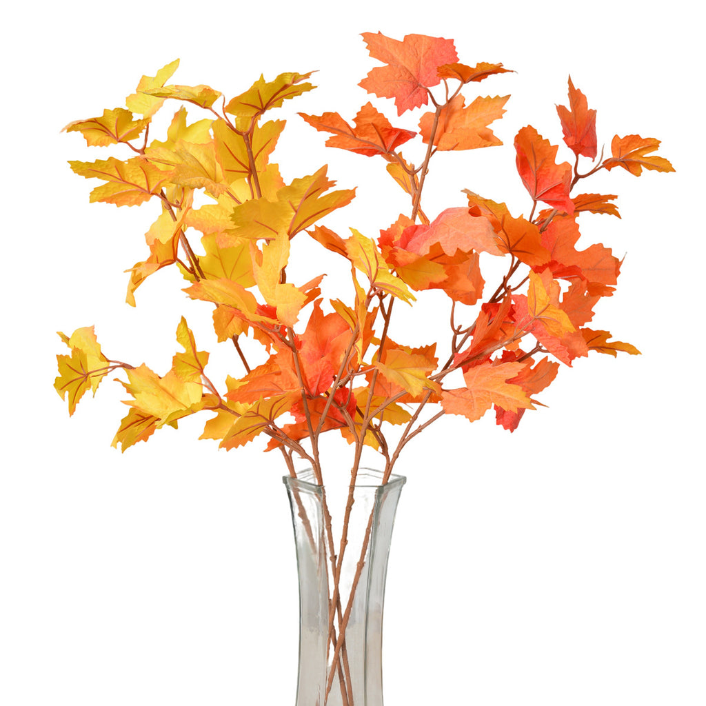 Hoja de Arce Artificial para Decoración Navideña, 70 cm, Tela de Poliéster, Sin Maceta