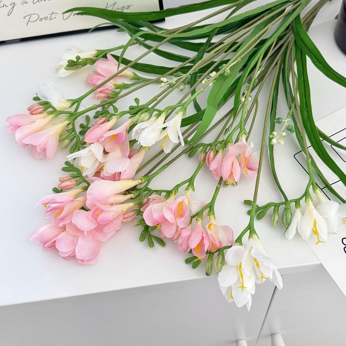 Arreglo floral de orquídea artificial, 6 flores, 60 cm, tejido de seda, decoración moderna para bodas, hogar y hoteles