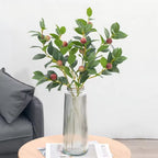 Rama Artificial de Camelia con Frutos de Té, Ramo de Plástico Estilo Nórdico, Decoración para Hogar, Escaparate y Bodas