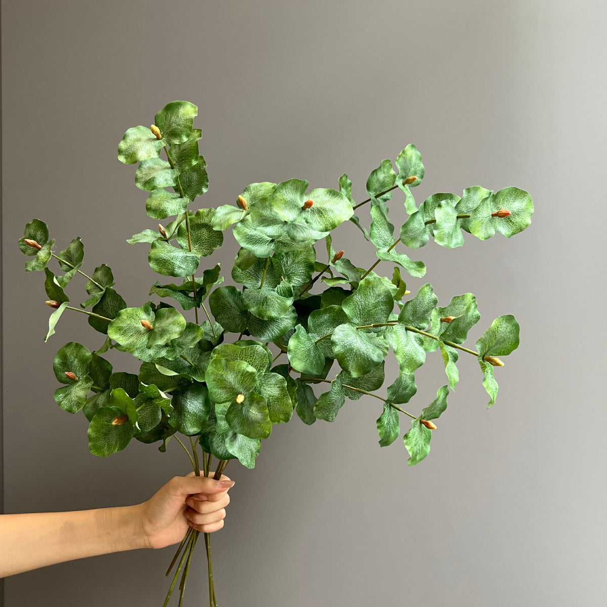 Rama de Eucalipto Artificial de 3 Ramitas con Hojas Dobles, Tallo Único, 66 cm, para Jarrón, Bodas y Decoración del Hogar