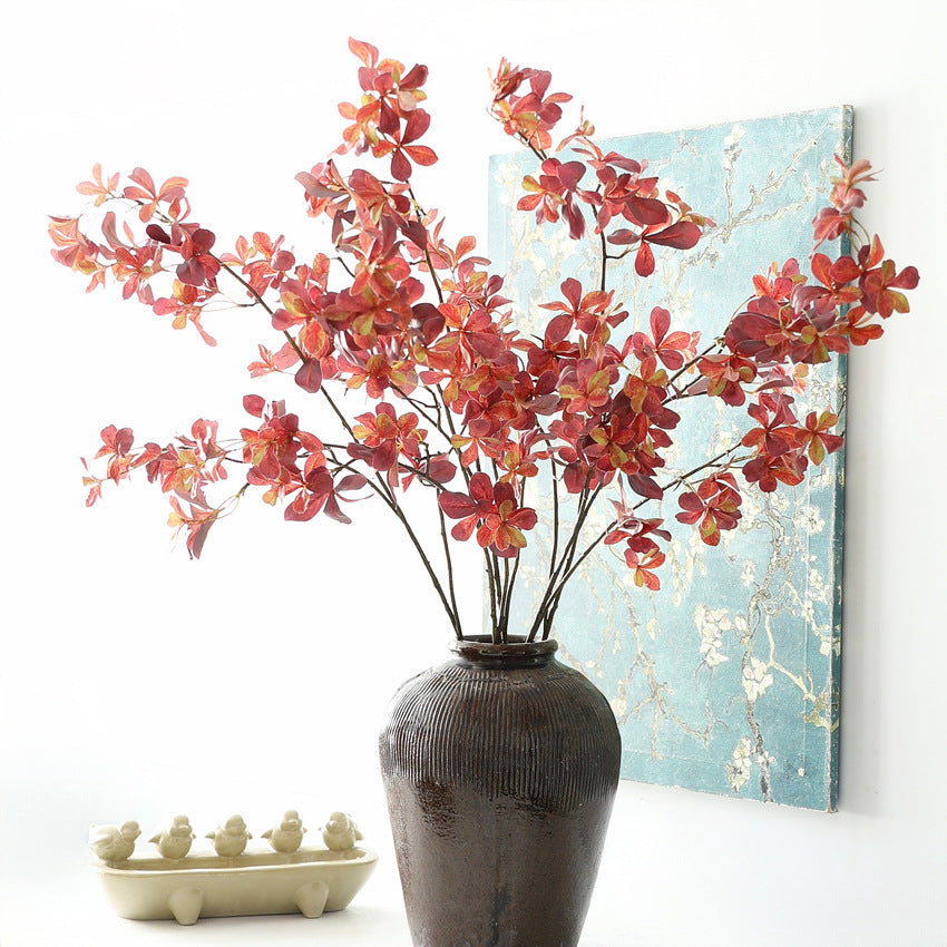 Rama artificial de campanillas con hojas de nandina, arbusto de 1 pieza en degradado otoñal, para salón, hotel o escaparate