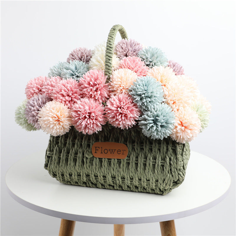 Flor Artificial Crisantemo Pompón, Tallo Único con 1 Flor, Tela Estilo Seda, Colores Macarons, Bodas y Decoración del Hogar