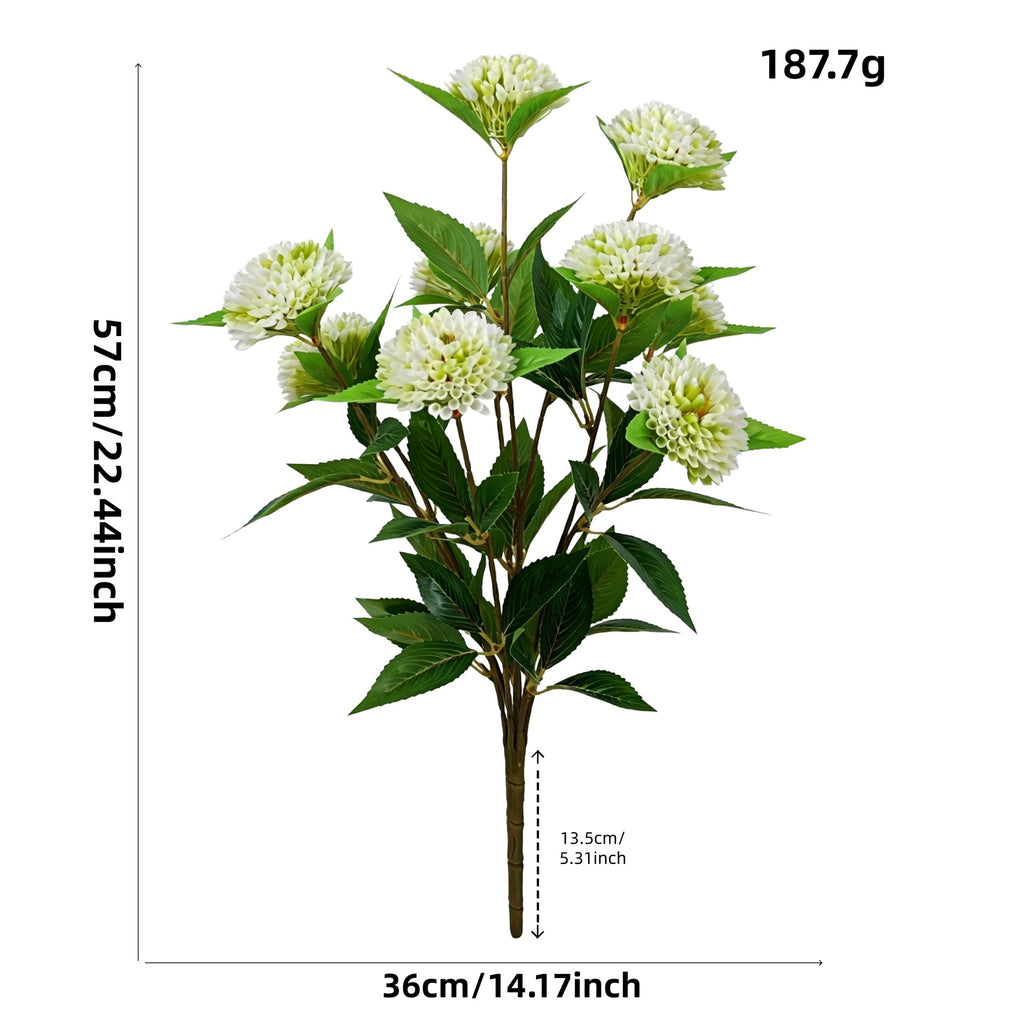 Planta artificial de crisantemos pompones, ramo de 9 flores, 57 cm, decoración moderna para hogar y eventos