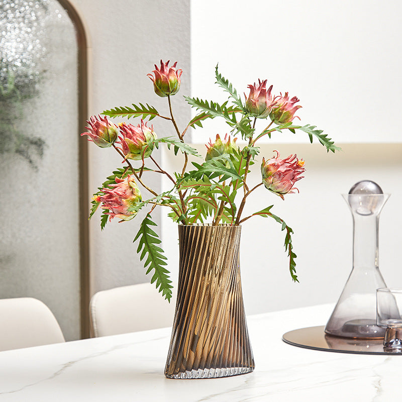 Planta artificial de cardo mariano de doble cabeza, 30 cm, decoración tropical moderna para hogar u oficina