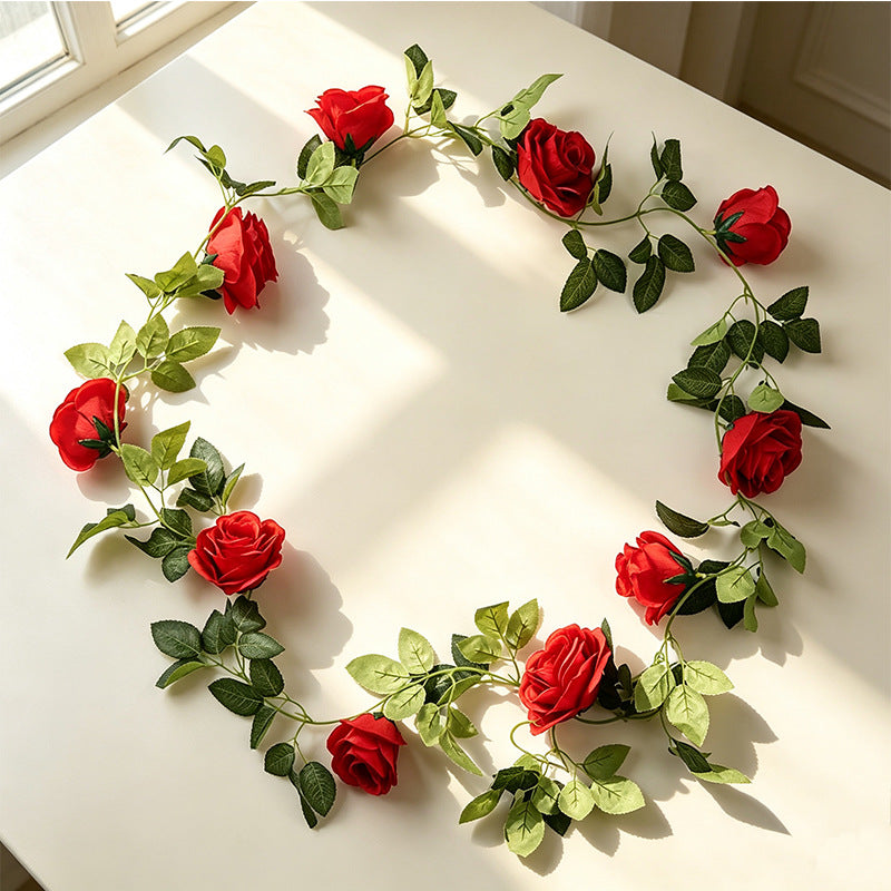 Guirnalda de Rosas Artificiales Colgante, Enredadera Estilo Campestre con 10 Cabezas de Flor, para Bodas, Arcos y Decoración del Hogar