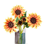 Girasol artificial de tela, tallo único con 2 flores, 65 cm, decoración de interior rustica y moderna