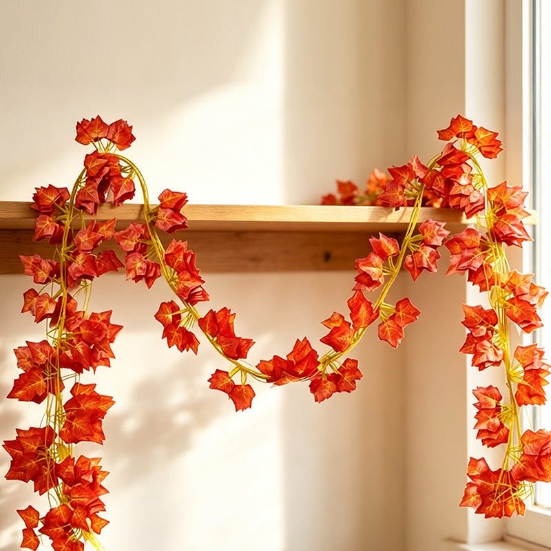 Enredadera Artificial de Hojas de Parra Virgen Rojas, Pack de 12 Piezas con 72 Hojas, Decoración Otoñal para Hogar, Hotel y Bodas