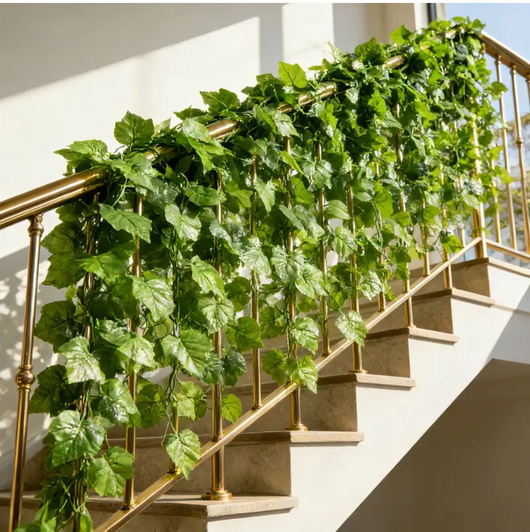 Enredadera Artificial de Vid con 66 Hojas, Guirnalda Colgante Verde, Decoración Rústica para Casa y Exterior