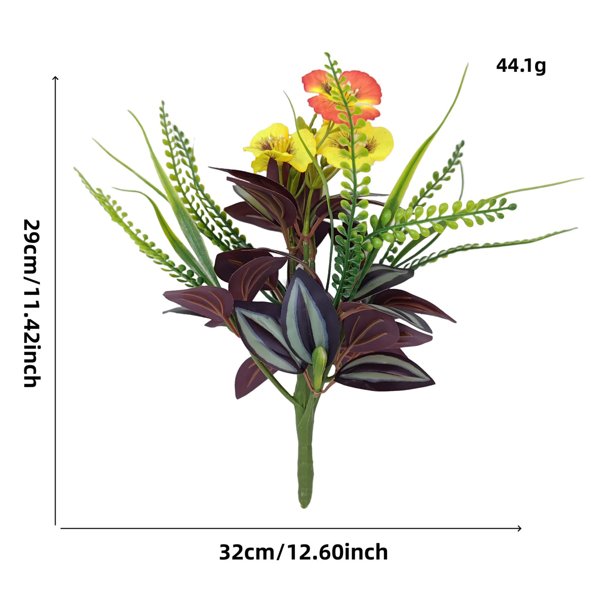 Composición de plantas artificiales - Ojo del diablo y Balsamina, 29 cm, decoración de escritorio u oficina