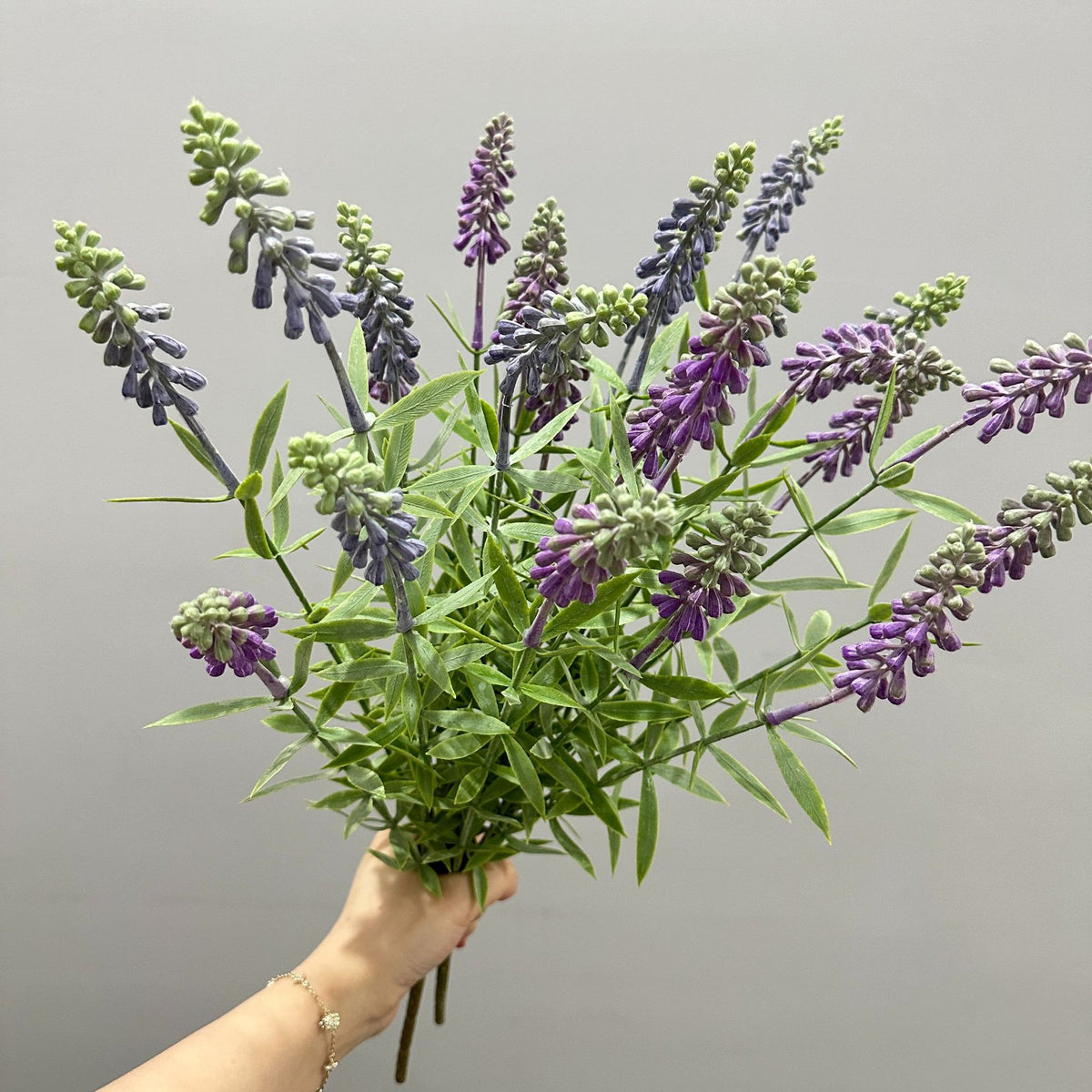 Ramita de Flores Artificiales de Lavanda y Jacinto, 48 cm, Decoración Moderna para Hogar u Oficina