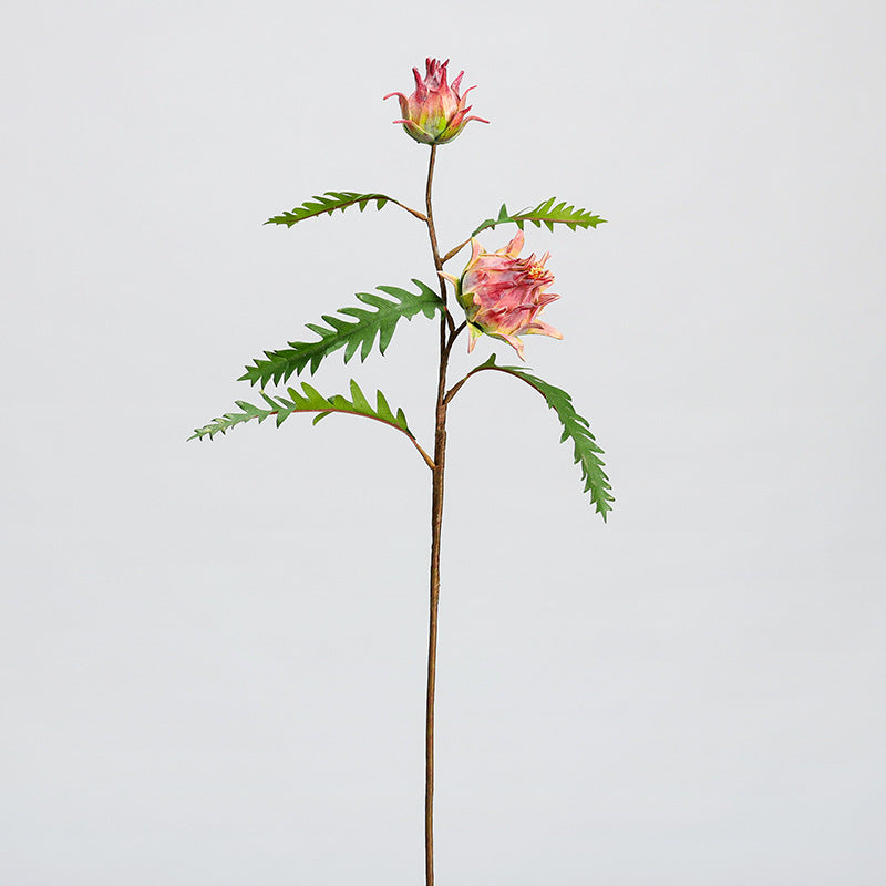 Planta artificial de cardo mariano de doble cabeza, 30 cm, decoración tropical moderna para hogar u oficina